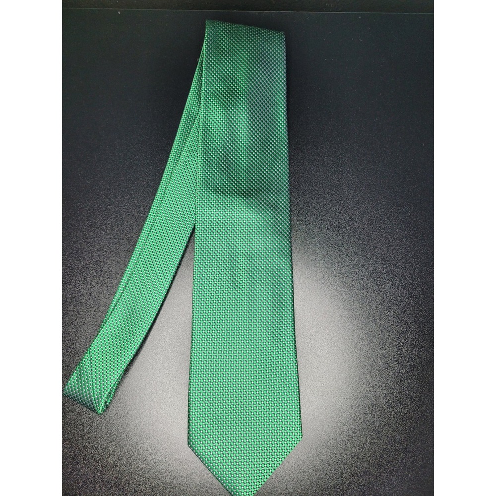 Ermenegildo Zegna Men's Necktie Green Micro-check Silk 3.75" x 58" Excellent - Picture 3 of 4